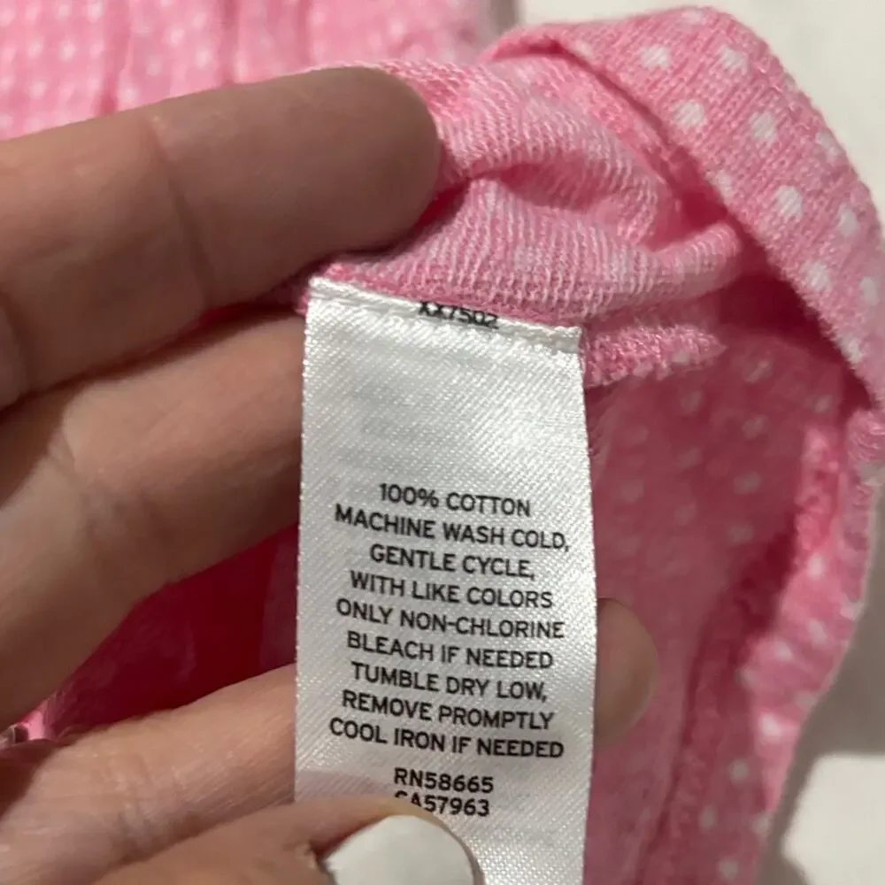 Harper Canyon 7 Charming Pink white dots Kids Romper ruffled neckline nwot